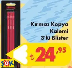 ROTRİNG KIRMIZI KOPYA KALEMİ 3'LÜ BLİSTER ROTRİNG KIRMIZI KOPYA KALEMİ 3'LÜ BLİSTER